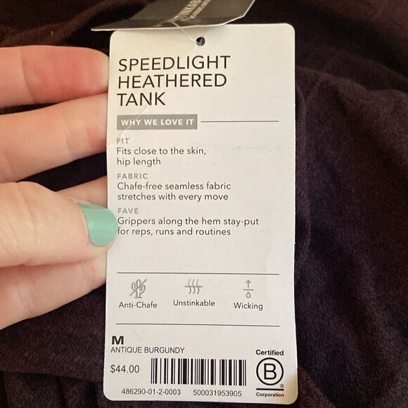 Athleta Antique Burgundy Speedlight Heathered Tank Size Medium New With Tags - Picture 9 of 9